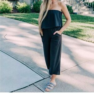 BeBop Strapless Cropped Wide Leg Jumpsuit